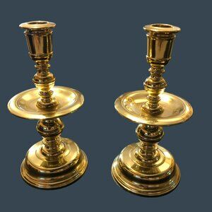 Baldwin Brass 5" Tall Solid Brass Tapered Candlesticks Candle Holders Slim Taper